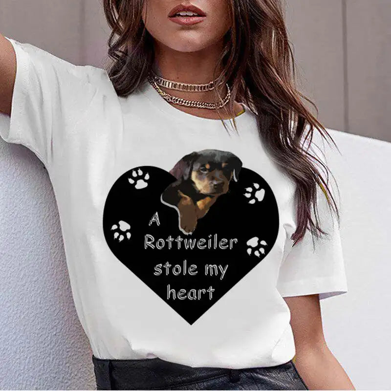 Hot Sale Bull Terrier Rottweiler Kawaii T Shirt Women Beagle Border Cute Whippet Funny dog T-shirt Collie Malinois Tshirt