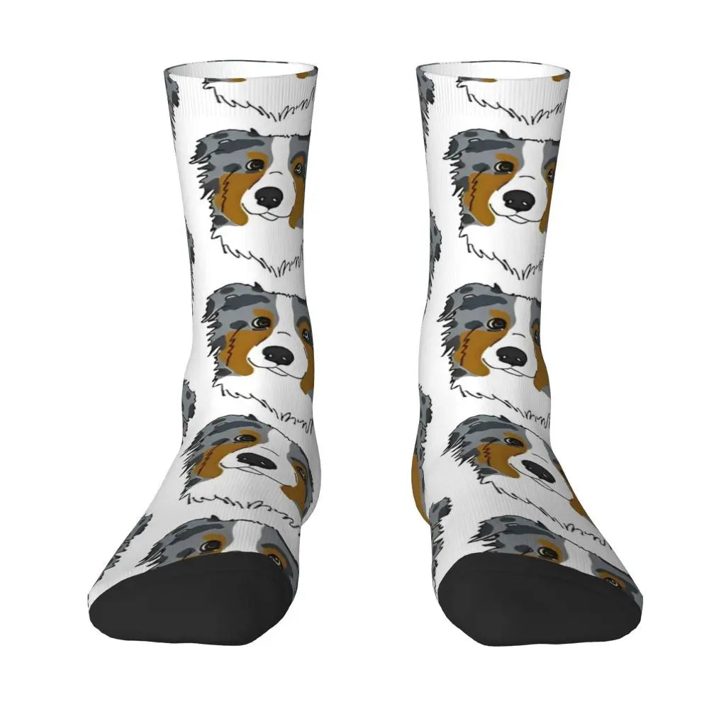 Men Socks Australian Shepherd Stockings Autumn Novelty Comfortable Socks Graphic Running Anti Slip Socks