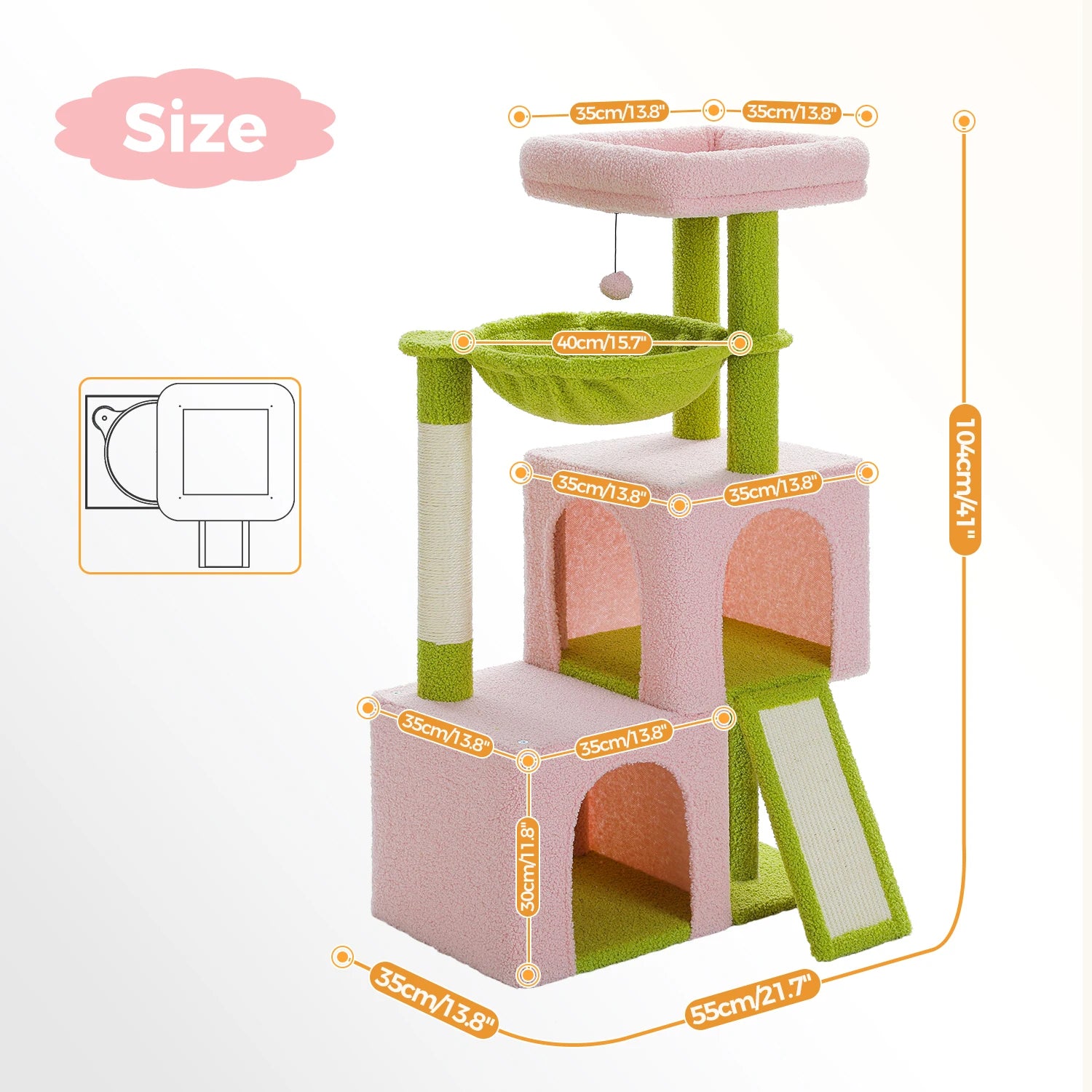 Pequlti Multi-Level Cat Tree Tower with Condo and Hammock