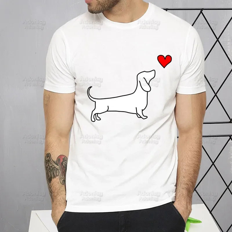 Dachshund Teckel Cute Dog Men's Tshirt Cute Printing Shirt Mens Fashion T-Shirt For Men Casual Tops Short Sleeve
