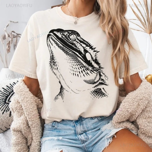 Bearded Dragon Shadow Graphic Printed Lizard Lover T Shirt Reptile Exotic Pet Gift T-Shirt Casual Fashion Harajuku Man Tshirt