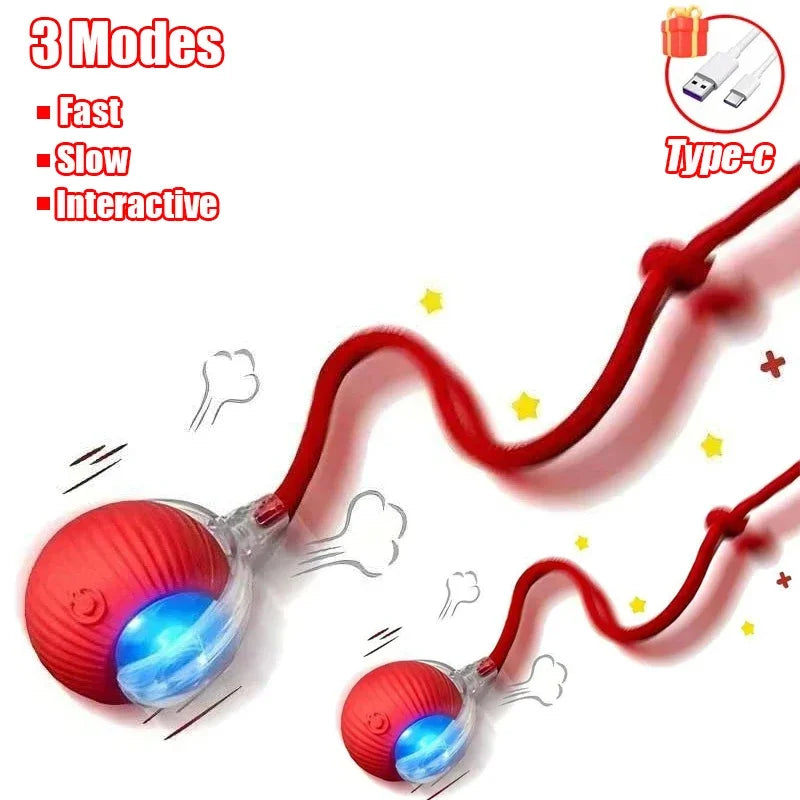 1~3pcs Cat Interactive Ball Toy Automatic Rolling Ball Tail Rechargeable Smart Pet Electric Toy Dog Cat Training Imitate Mouse
