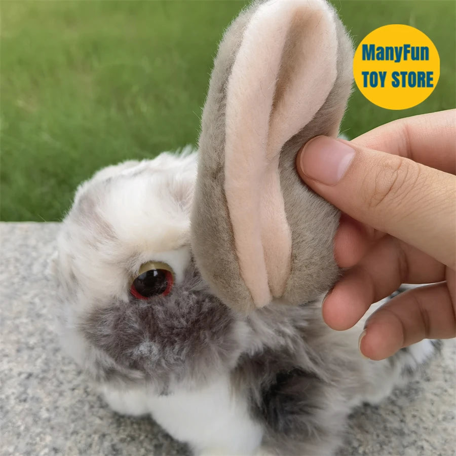Realistic Lop Ear Rabbit Plush Toy, Lop Rabbit Plushie, Lifelike White Brown Bunny Stuffed Animal, Holland Lop Simulation Doll