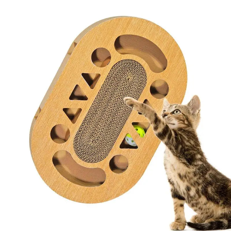 Double-Sided Corrugated Cat Scratching Board - Brown Cardboard Toy