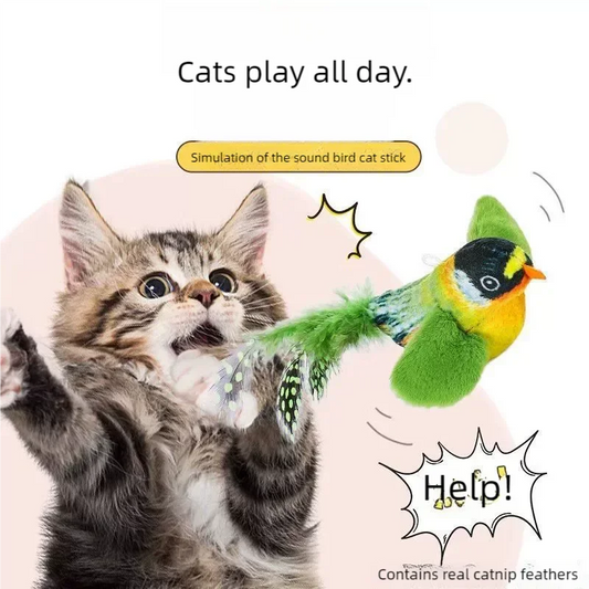 Interactive Chirping Bird Cat Toy Hanging Teaser Wand For Kitten Self Entertaining Anti Boredom Bite Resistant Pet Play Toy