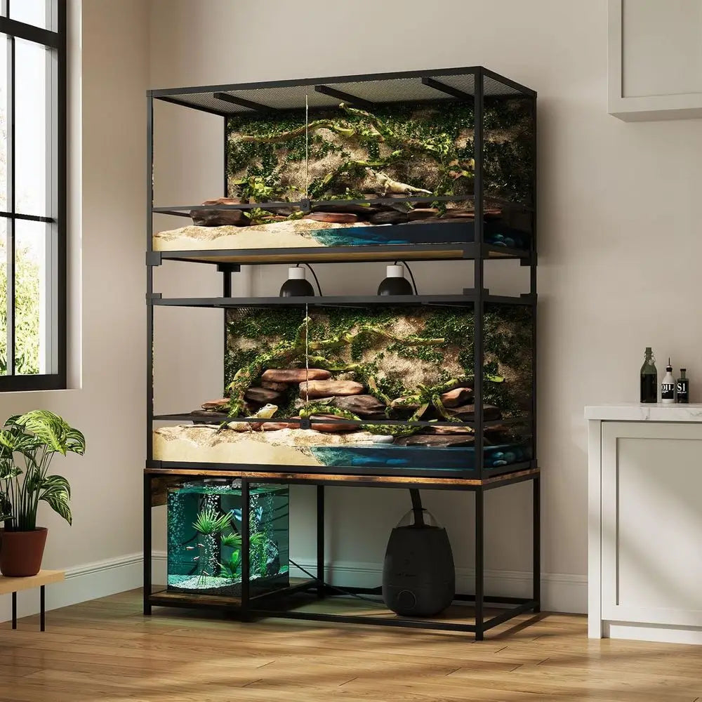 4x2x2 Reptile Enclosure Stand – 48"x24" Tall Reptile Tank Stand or 120 Gallon Aquarium Stand, Bearded Dragon Cage, Snake Enclosu