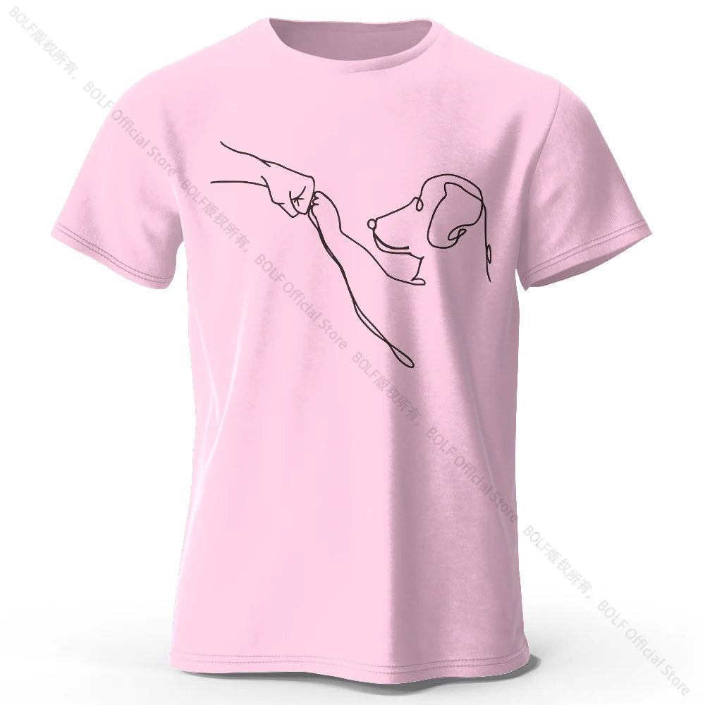 The Dog Friend Printed Modern Minimalist 100% Cotton T-Shirt, Lightweight Round Neck Short Sleeve Tee, Unisex Everyday Wear