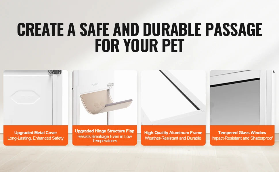 SucceBuy Sliding Glass Pet Door - Adjustable 76-81" Aluminum Frame