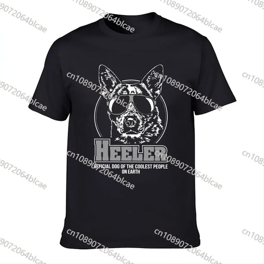 Funny Heeler Short Sleeve Shirt Dog Tee Gift Camisas Hombre Tops T Shirt Funny Printed Cotton Young T Shirts Camisa