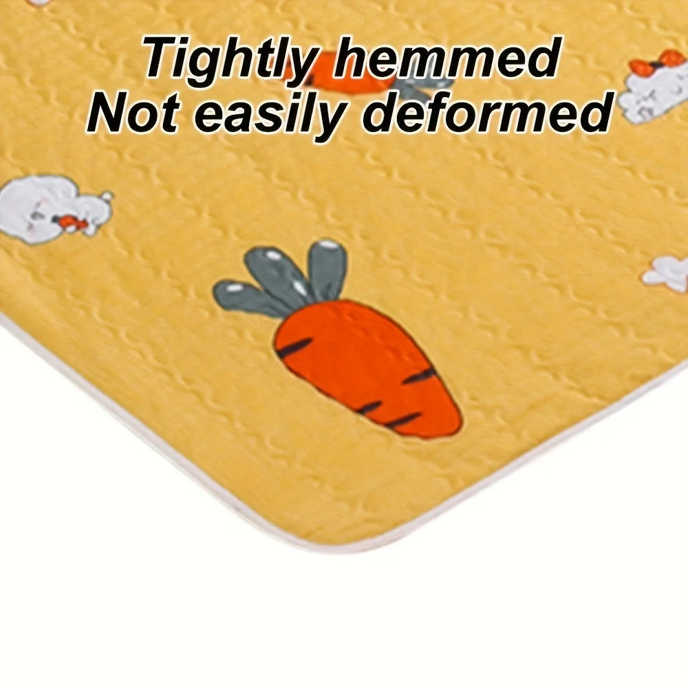 2 Sets of Aesthetically Pleasing Rabbit-Shaped and Carrot-Shaped Pee Pads - Reusable, Super Absorbent, Washable Small Pet Potties Suitable for Guinea Pigs, Hamsters, Rabbits, Etc. - Easy-To-Clean Cage Liners, Odor-Resistant,