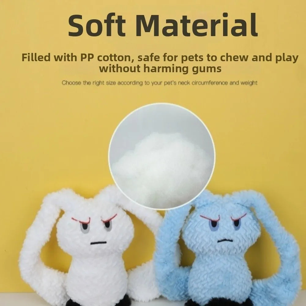Long Eared Rabbits Pet Plush Toys Bite-Resistant Stuffed Animal Dog Chew Toys Tooth Cleaning Soft Squeaky Dog Toys