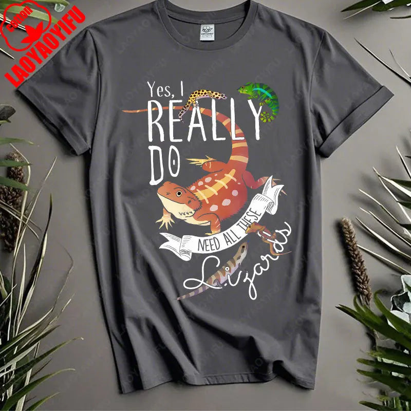 Funny Lizard Cotton Clothing Women Men Reptile Lover Gift Tops Pet Bearded Dragon Leopard Gecko Chameleon Cute Graphic Tshirt