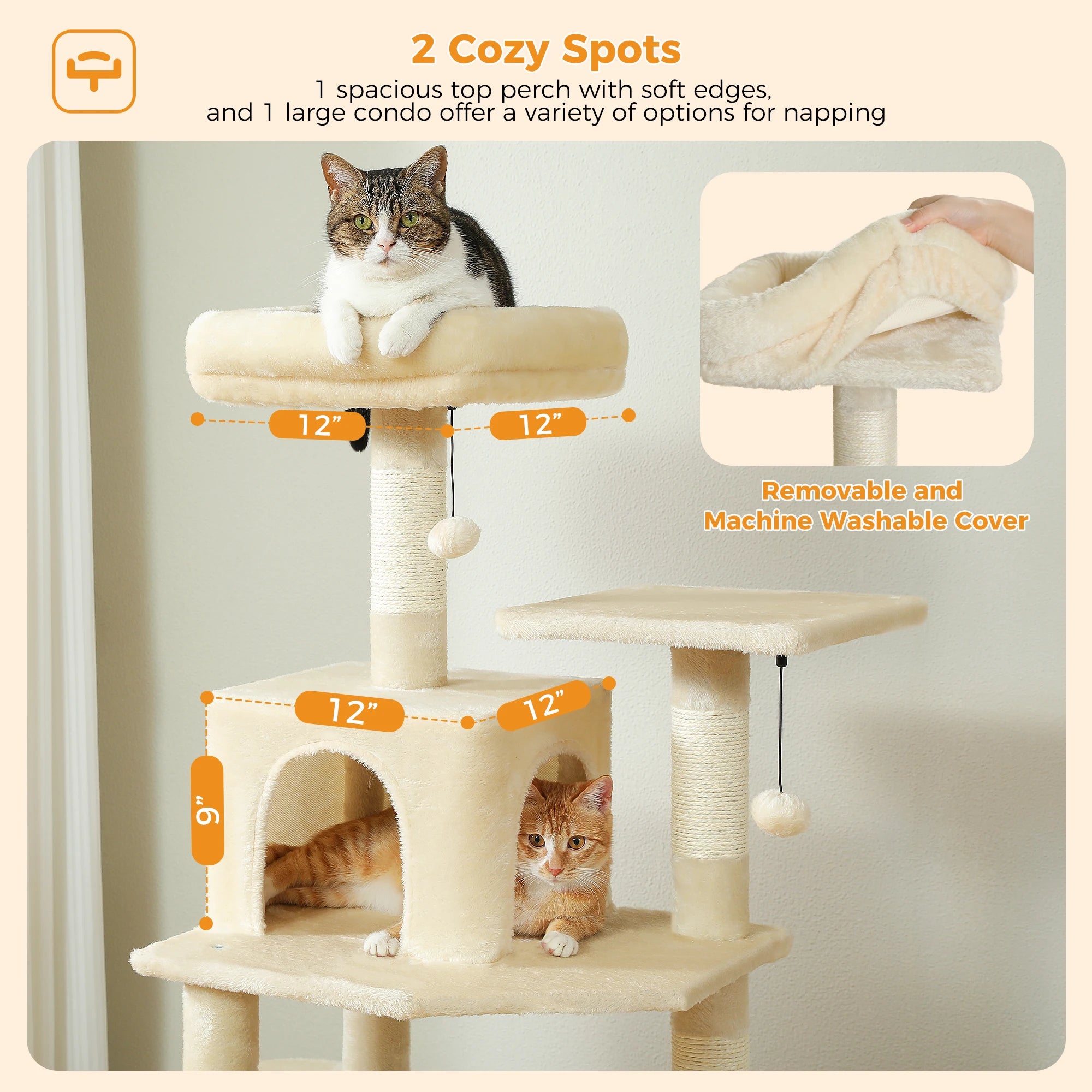 PAWZ Road 72" Large Cat Tree Tower with Hammock and Condo