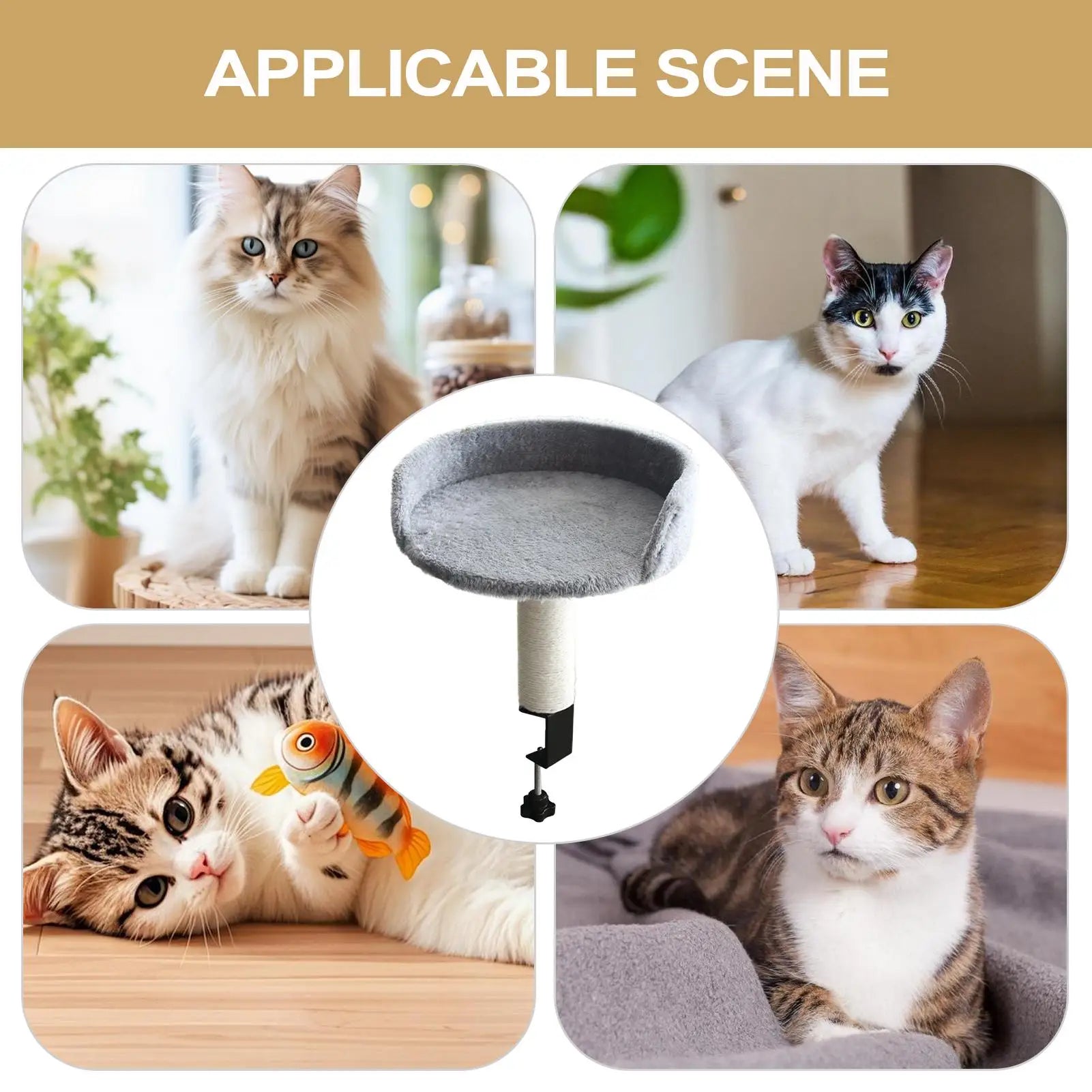Desk Clamp Cat Bed 360 Rotating Adjustable Soft Nest Desktop Kitten Bed Attachment Cat Desk Bed for Kittens Pets Animals Indoor