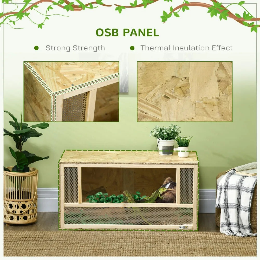 Wooden Reptile Terrarium for Chameleon, Lizard, Snake, Frog, Turtle