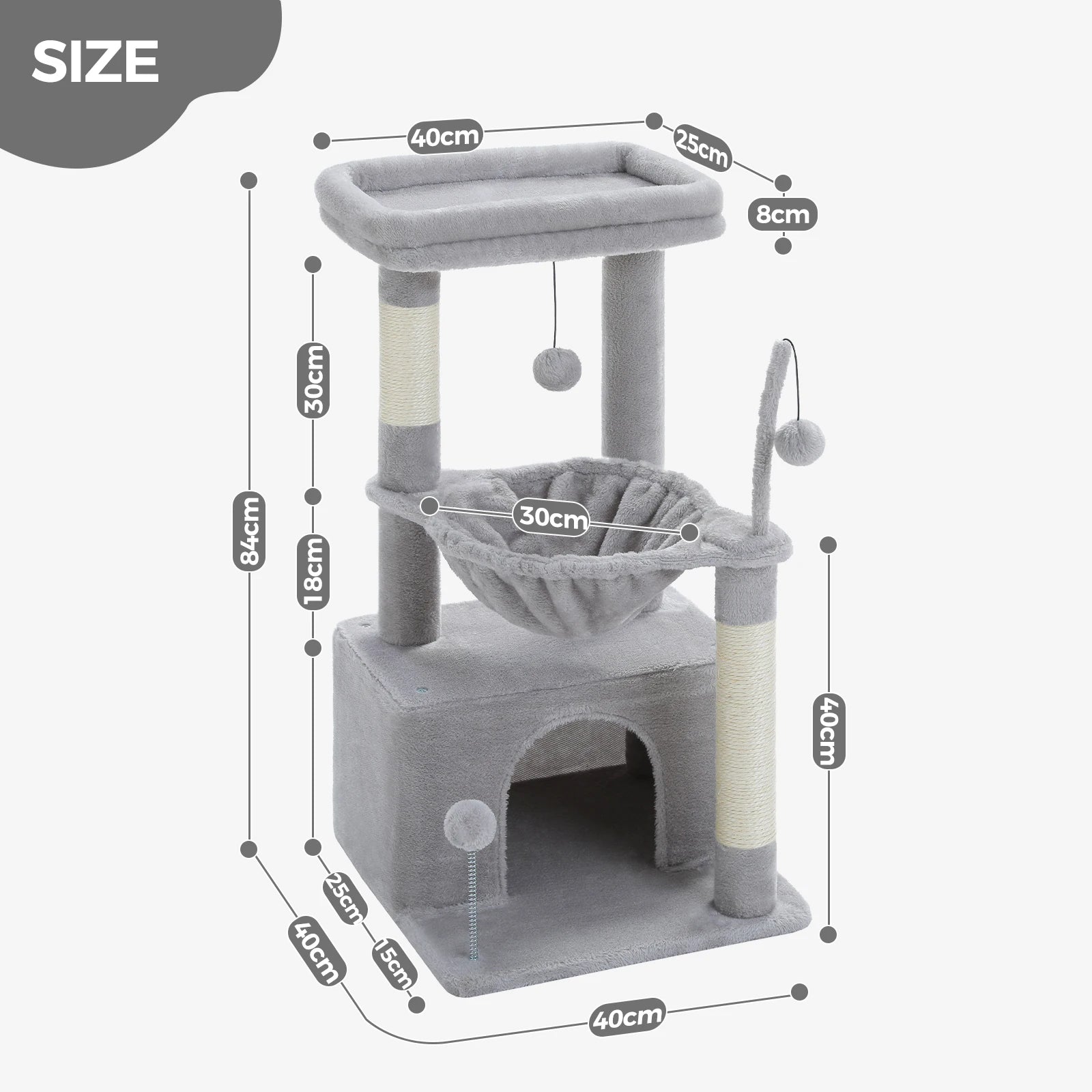 Pequlti Multi-Level Cat Tree Tower with Condo and Hammock
