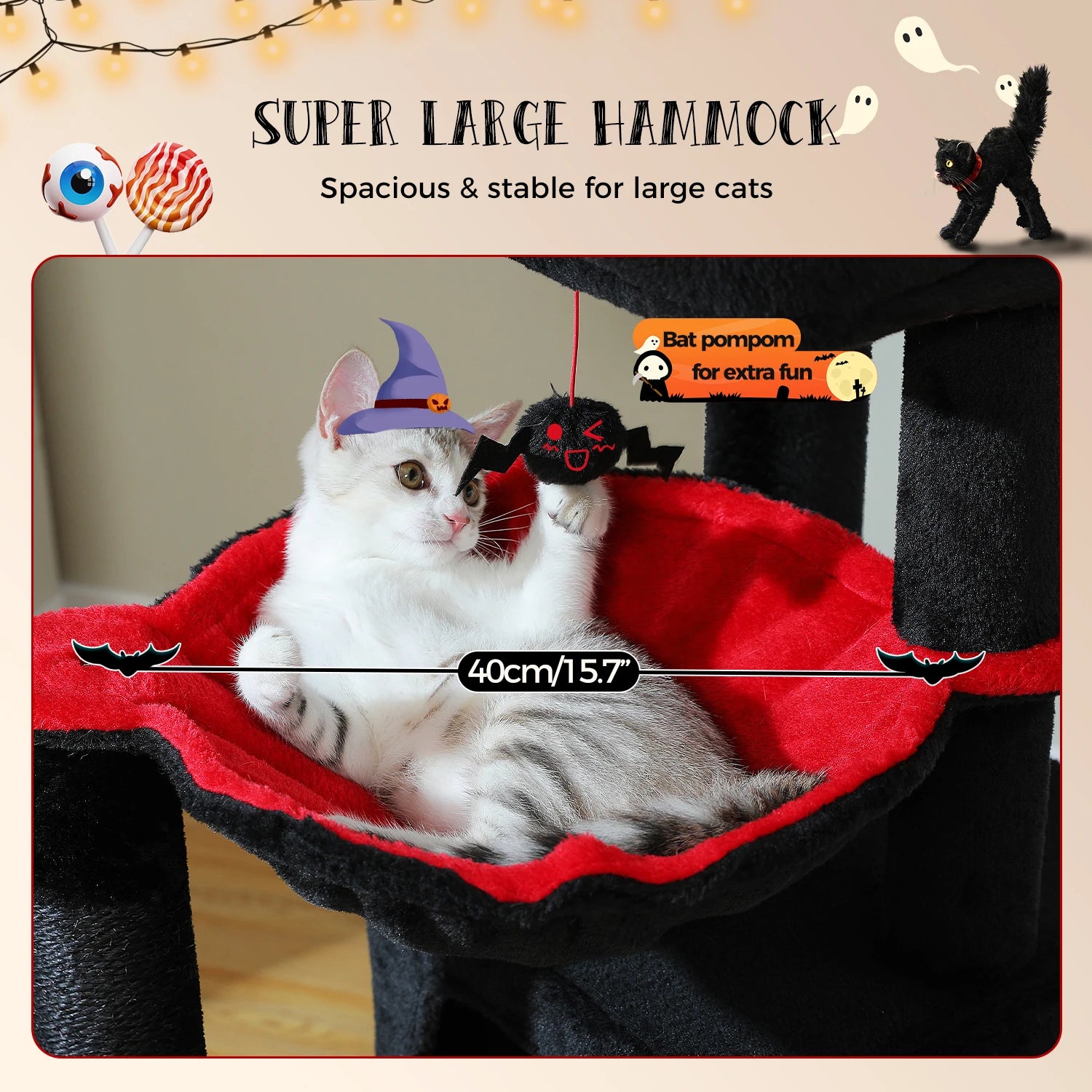 PAWZ Road Large Multi-Level Cat Tree with Condo and Hammock