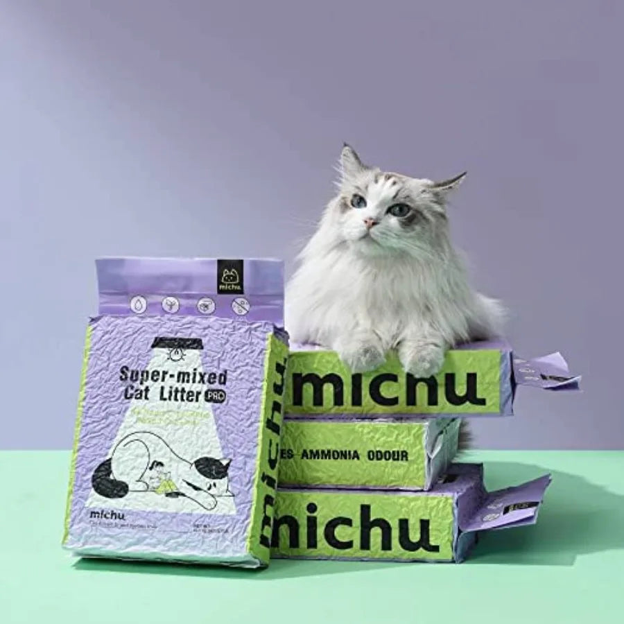 Mixed Tofu Cat Litter Heavy Duty Flushable Kitty Litter 5.5Lb 88Oz 2 Pack Original Color Absorbent Clumping Natural Material fo
