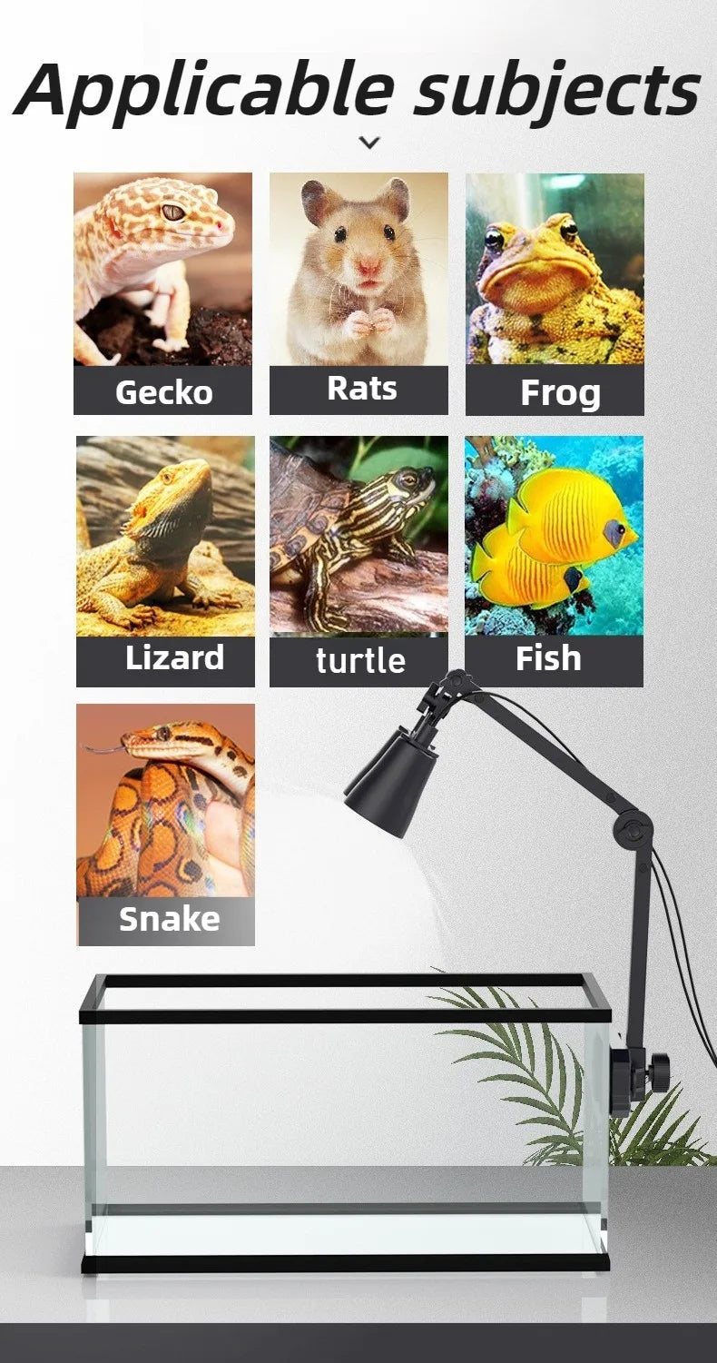 Reptile Terrarium Adjustable Dual-head Lamp Stand Adsorption Removable UVB UVA Lamp Stand Reptile Habitat Supplement Calcium