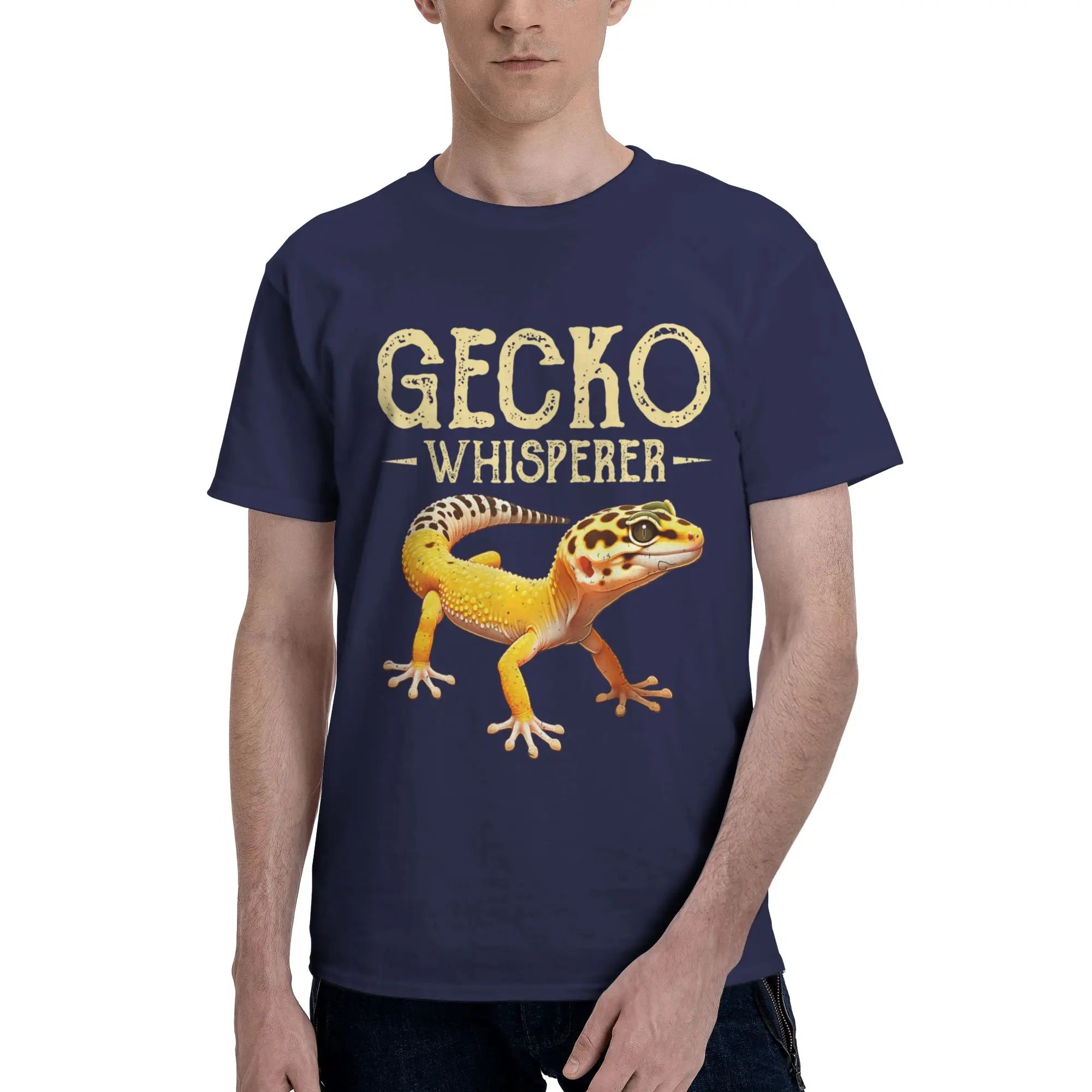 Gecko Whisperer Lizard Reptile Lover Cute Leopard Gecko Men T-Shirt Clothes  Tees Short Sleeve fugees 100% Cotton