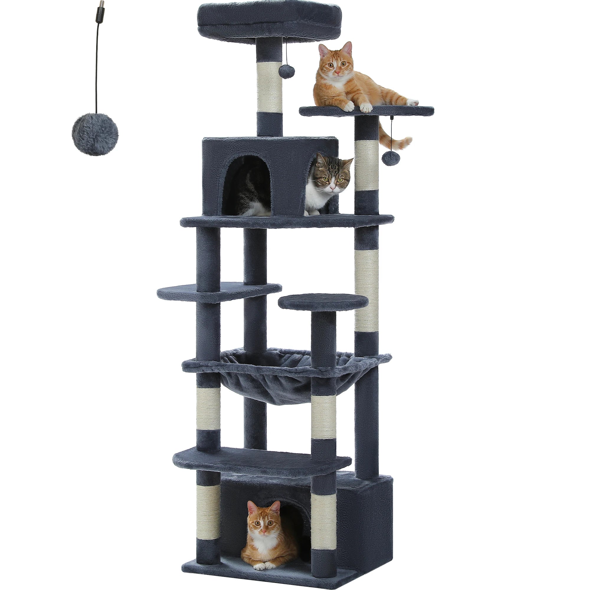 PAWZ Road 72" Large Cat Tree Tower with Hammock and Condo