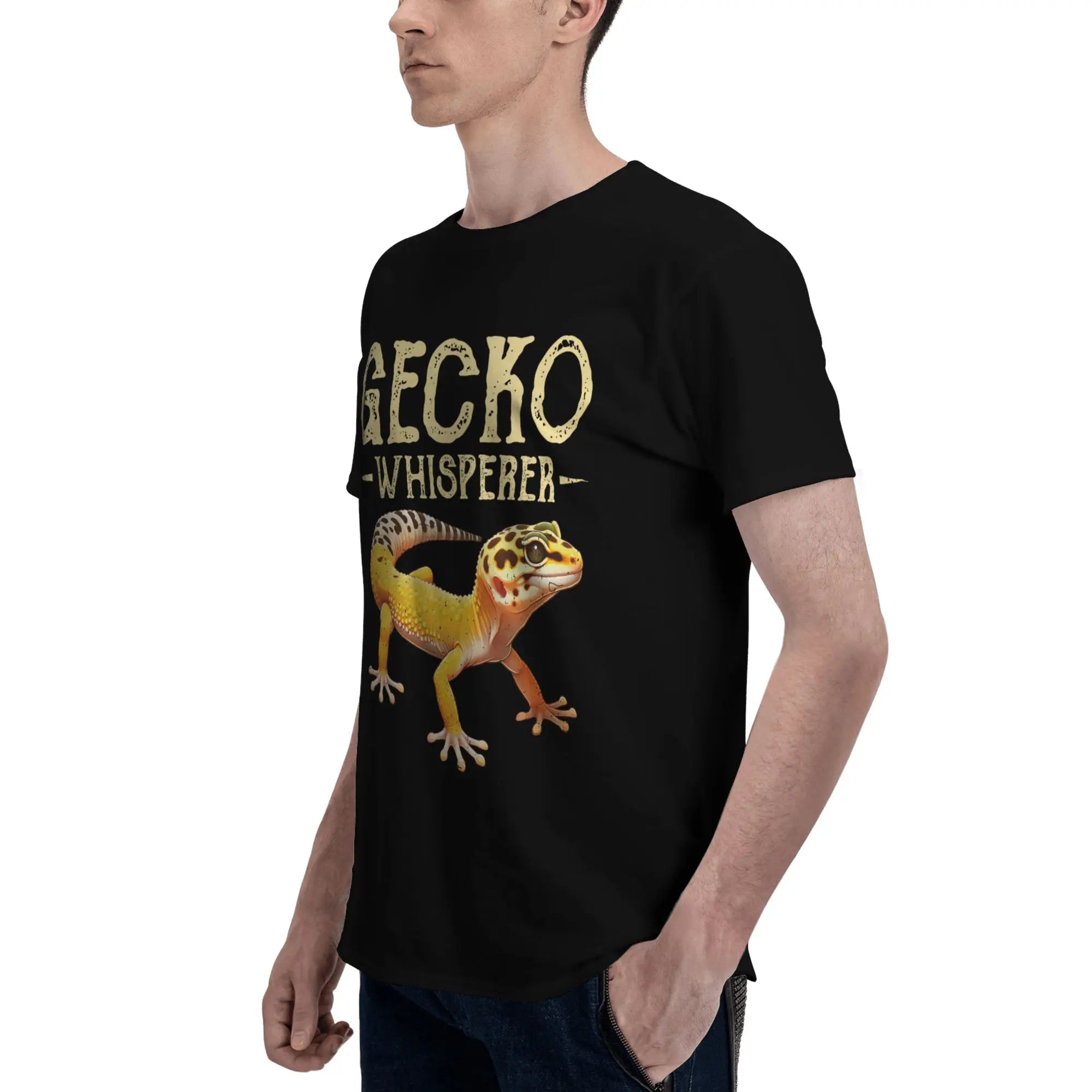 Gecko Whisperer Lizard Reptile Lover Cute Leopard Gecko Men T-Shirt Clothes  Tees Short Sleeve fugees 100% Cotton