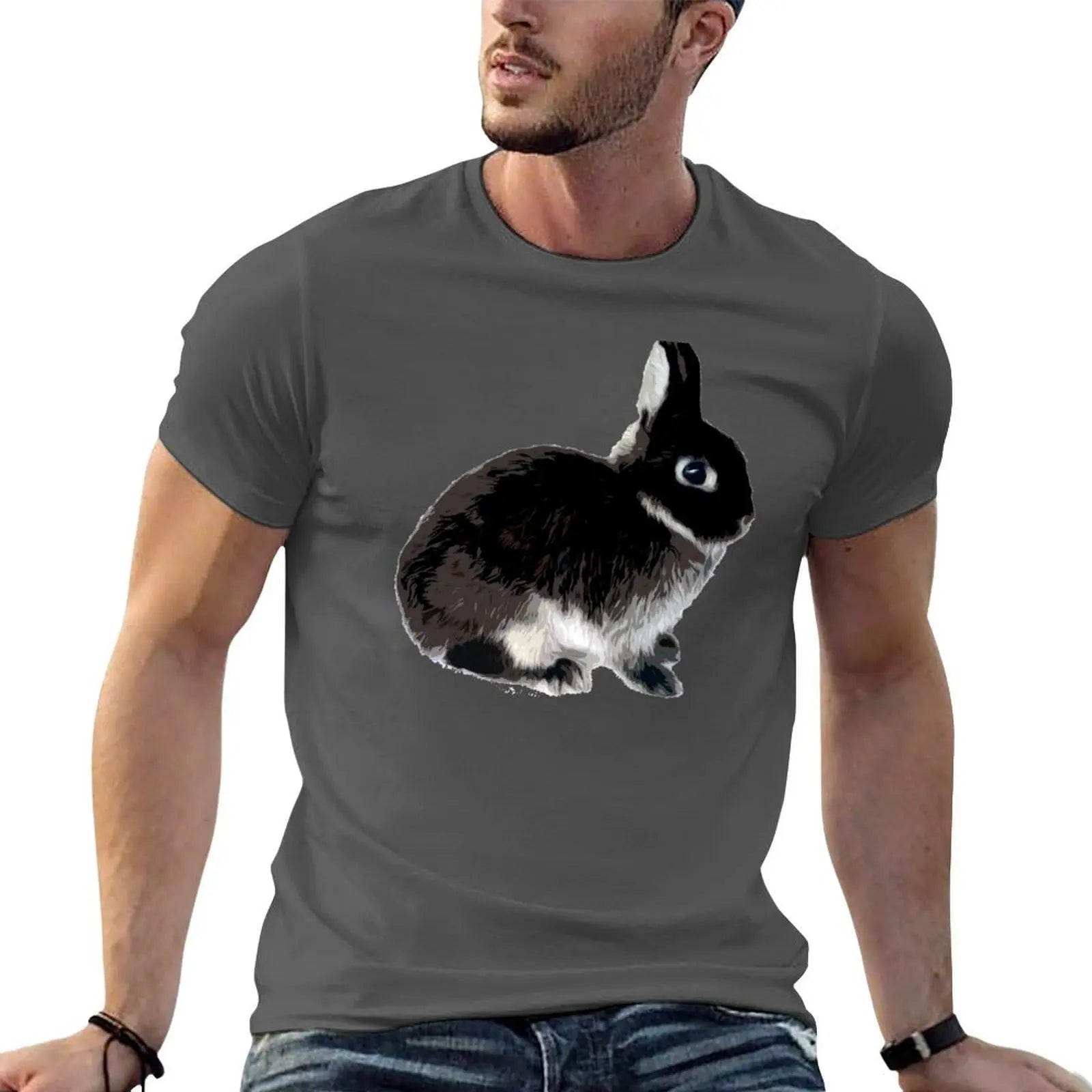 Black Otter Netherland Dwarf Rabbit T-Shirt Thanksgiving Casual Tee