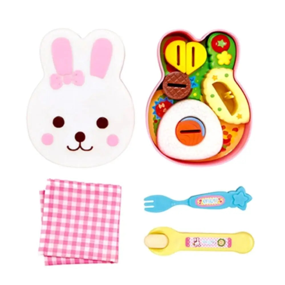 Rabbit Shape Food Feeding Toy Pretend Play Simulation Model Lunch Box Pudding Toy Role Play Kawaii Play House Toys Kids Toy