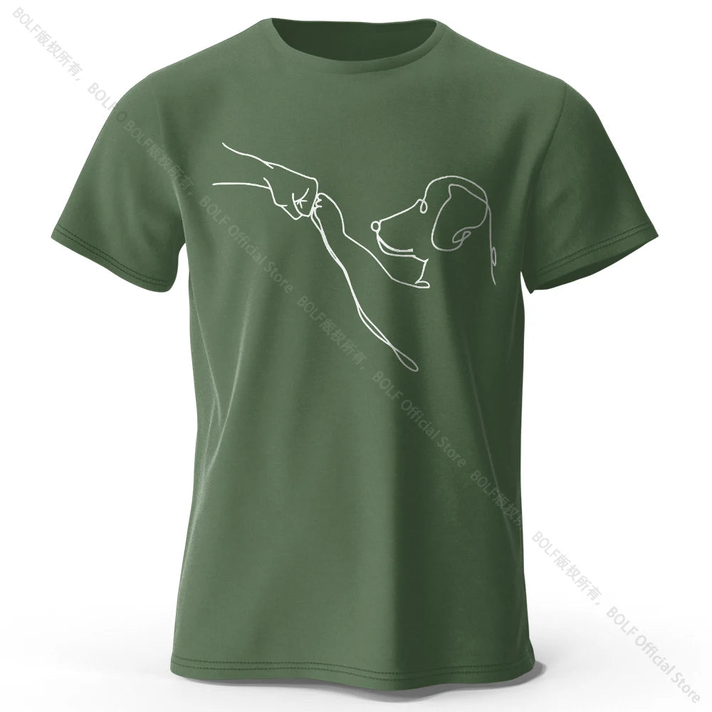The Dog Friend Printed Modern Minimalist 100% Cotton T-Shirt, Lightweight Round Neck Short Sleeve Tee, Unisex Everyday Wear