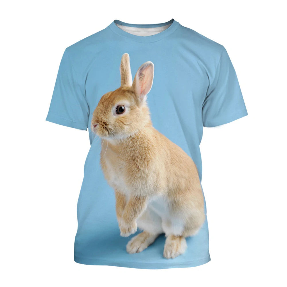 Animal Rabbit 3D Printed T-Shirts Men Women Casual Fashion Streetwear Oversized Short Sleeve T Shirt Male Tees Tops Man Clothing