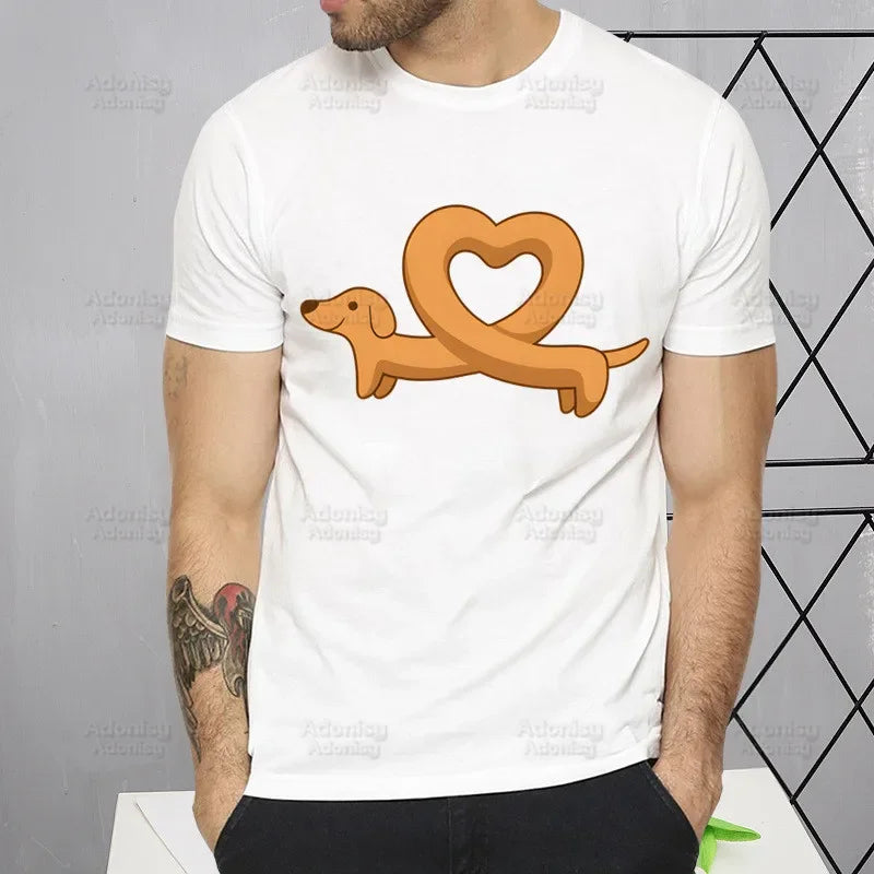 Dachshund Teckel Cute Dog Men's Tshirt Cute Printing Shirt Mens Fashion T-Shirt For Men Casual Tops Short Sleeve