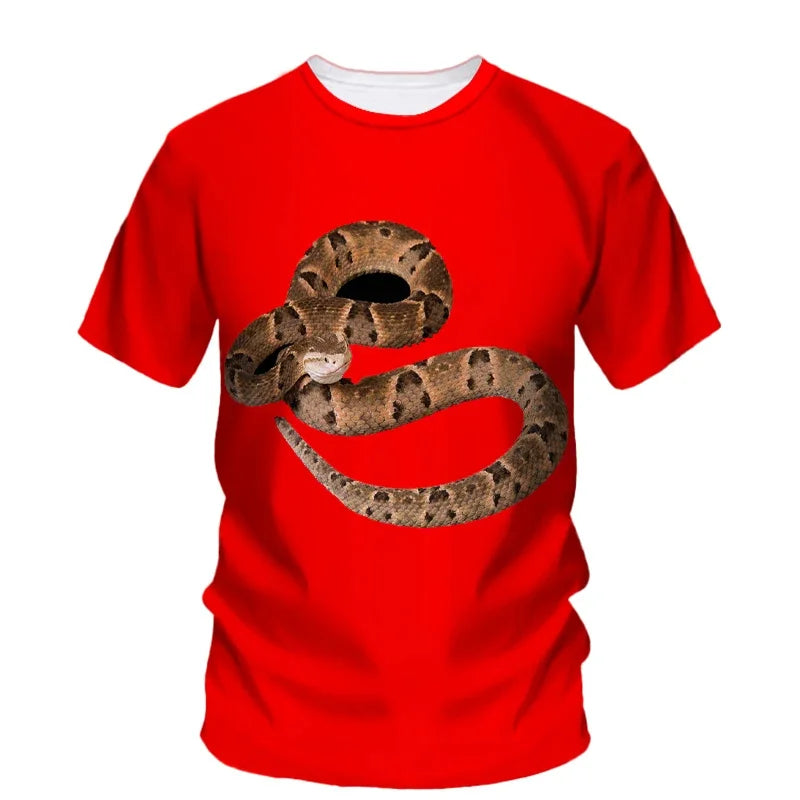 3D Print Scary Snake T Shirt Men Python Animal Graphic Tees Summer Street Women O-Neck Tops Loose Fashion Harajuku T-Shirts