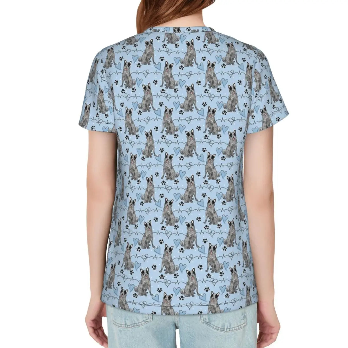 LOVE Blue Heeler Australian Cattle Dog T-Shirt Women Short Sleeve T Shirts O-Neck Clothes Cotton Summer Tees Streetwear