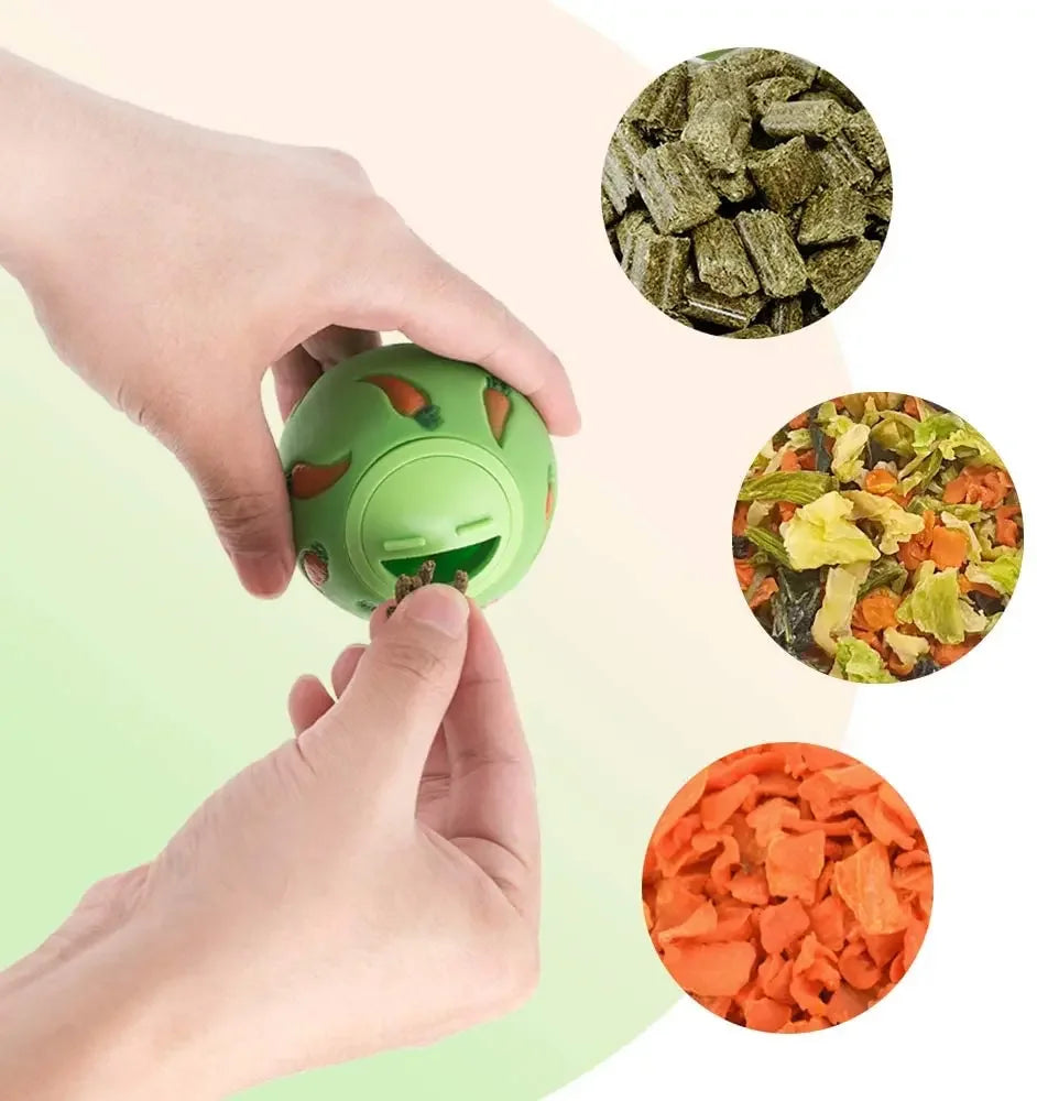 Pet Food Dispenser for Rabbits Carrot Interactive Bunny Toy Snack Toy Ball Food Dispenser Ball Bite Resistant Feeding Toys