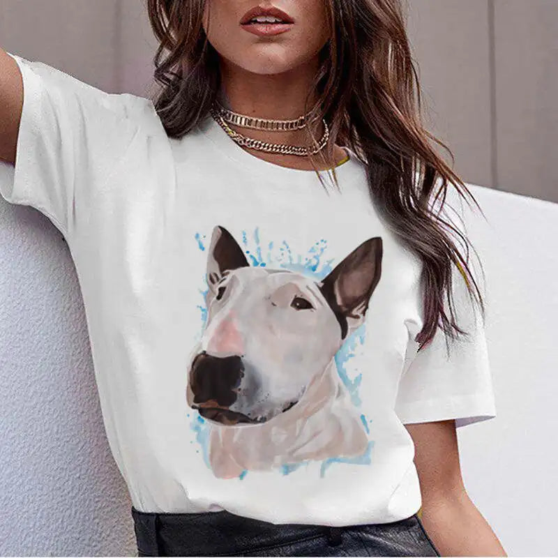 Hot Sale Bull Terrier Rottweiler Kawaii T Shirt Women Beagle Border Cute Whippet Funny dog T-shirt Collie Malinois Tshirt