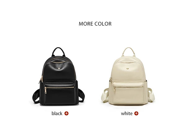FOXER Brand Genuine Leather + Microfiber Women's Backpack Fashion Female Travel Bag Large Capacity Waterproof Backpack