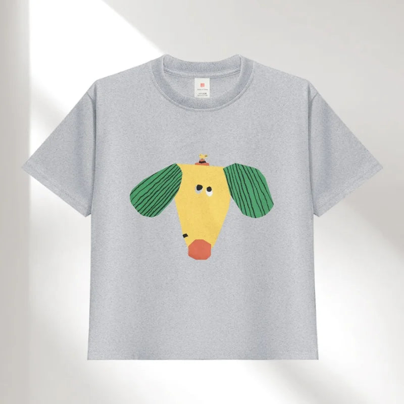 Boys Sun Flower T-shirts 2025 Summer Dog Tees for Kids Short-sleeve Girls Tops Cotton Children Shirts Baby Boys T Shirt