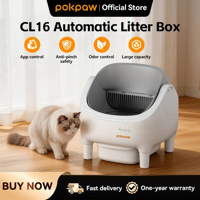 Pokpaw Automatic Self-cleaning Litter Box for Cats – 76L Large Smart Cat Toilet Open Sandbox for Cat Pet Supplies