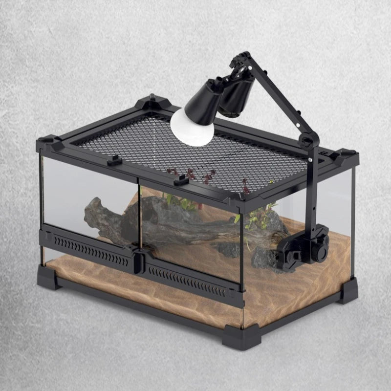 Reptile Terrarium Adjustable Dual-head Lamp Stand Adsorption Removable UVB UVA Lamp Stand Reptile Habitat Supplement Calcium
