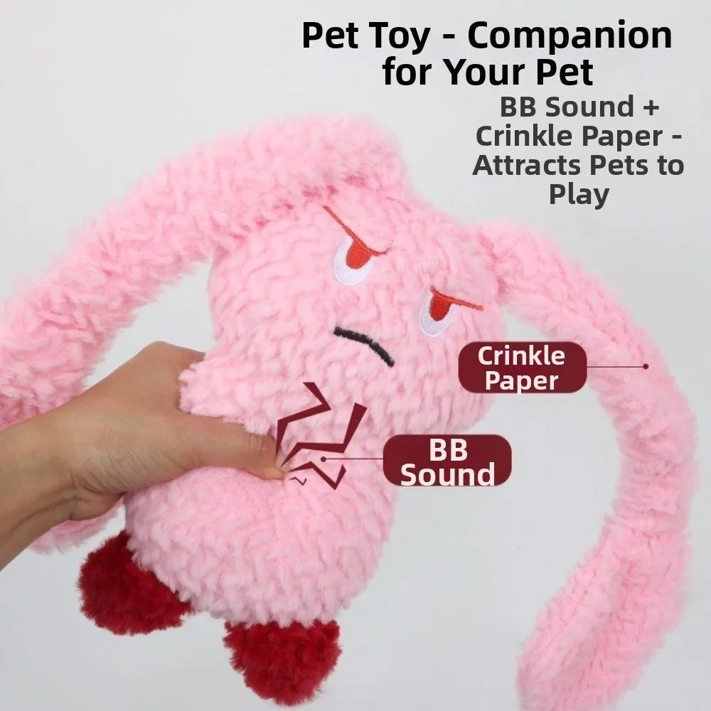 Long Eared Rabbits Pet Plush Toys Bite-Resistant Stuffed Animal Dog Chew Toys Tooth Cleaning Soft Squeaky Dog Toys