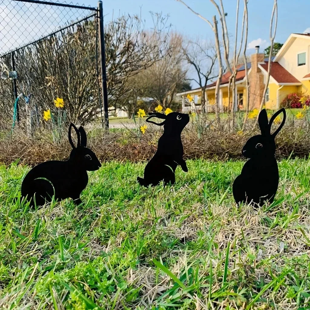 Rabbit Art Sculpture – Hollow Wrought Iron Figurines, Dust Proof and Realistic Rabbit/Squirrel for Garden, Home, and Yard