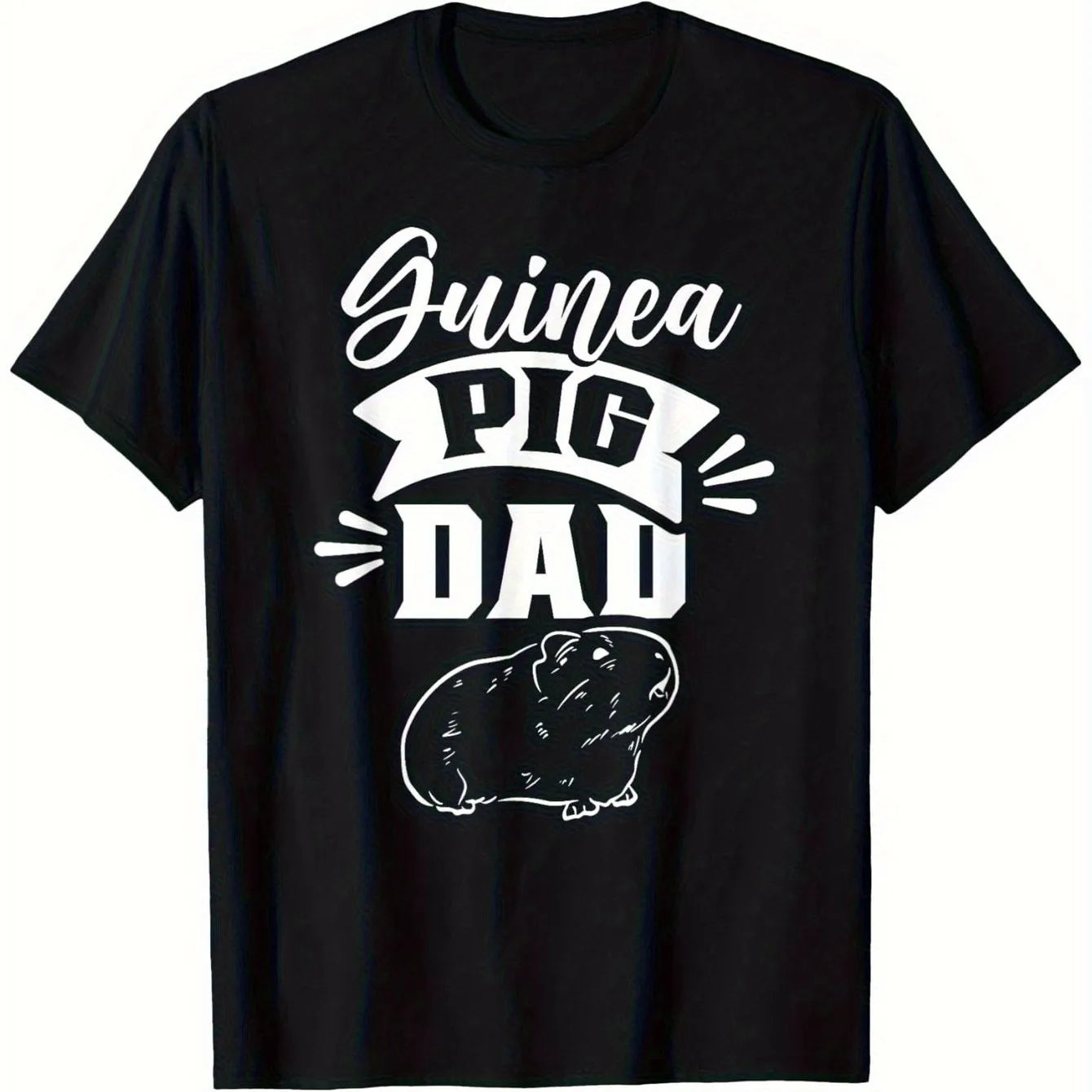 Guinea Pig Dad Graphic T-Shirt Men Casual Cotton Short Sleeve Crew Neck Tee Daily Wear