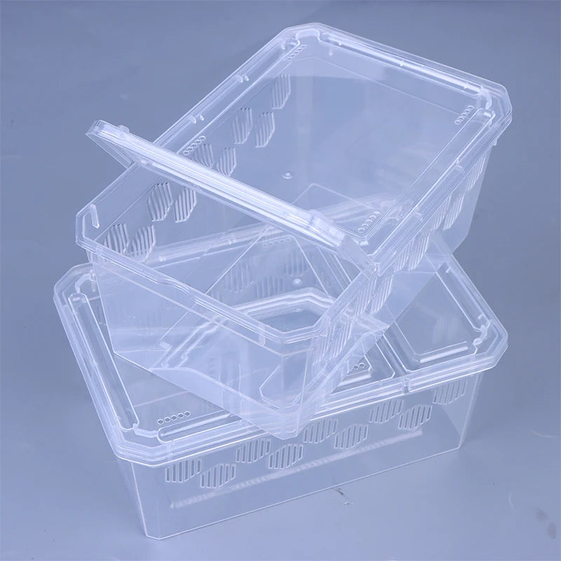 Reptile Tank Insect Spiders Tortoise Lizard Plastic Transparent Reptile Breeding Box Vivarium With Balcony Feeding Supplies