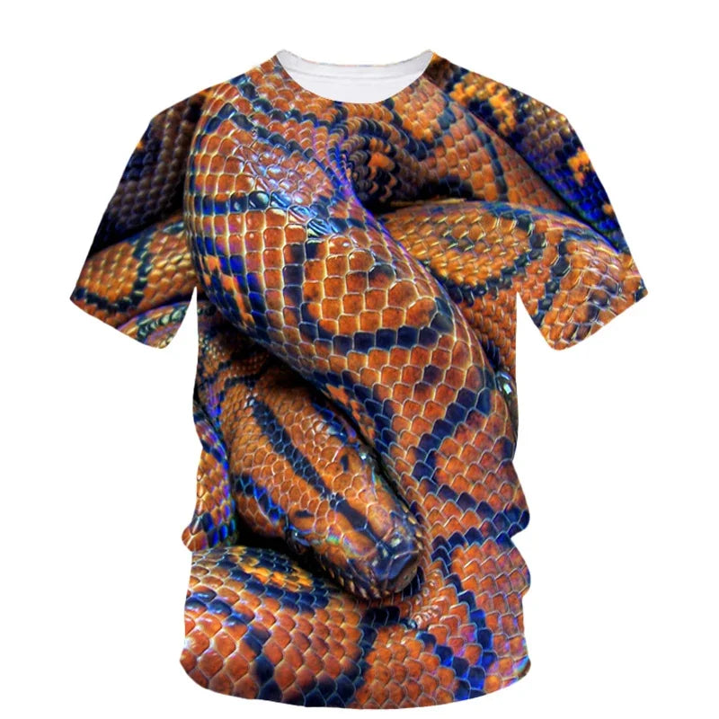 3D Print Scary Snake T Shirt Men Python Animal Graphic Tees Summer Street Women O-Neck Tops Loose Fashion Harajuku T-Shirts