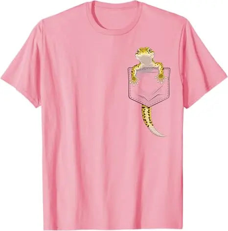 Cute Lizard Reptile Leopard Gecko Pocket Gifts Men Women Kids T-Shirt Funny Y2k Design Aesthetic Clothes Novelty Gift Gecko Tees