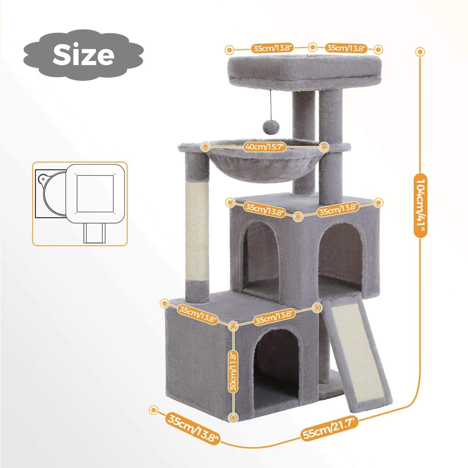 Pequlti Multi-Level Cat Tree Tower with Condo and Hammock
