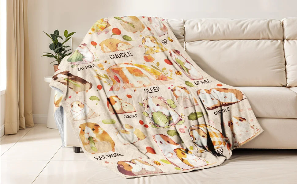 Guinea Pig Blanket, Soft Flannel Guinea Pig Gifts for Kids, Cute Capybara Blanket for Women, Birthday Gift Blanket for Kids,