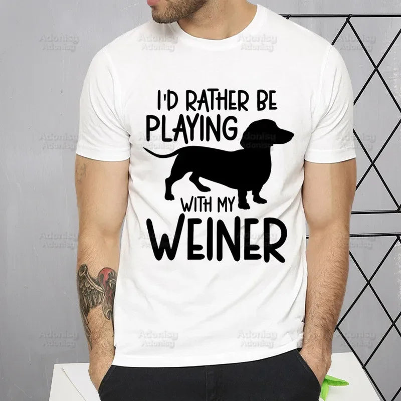Dachshund Teckel Cute Dog Men's Tshirt Cute Printing Shirt Mens Fashion T-Shirt For Men Casual Tops Short Sleeve