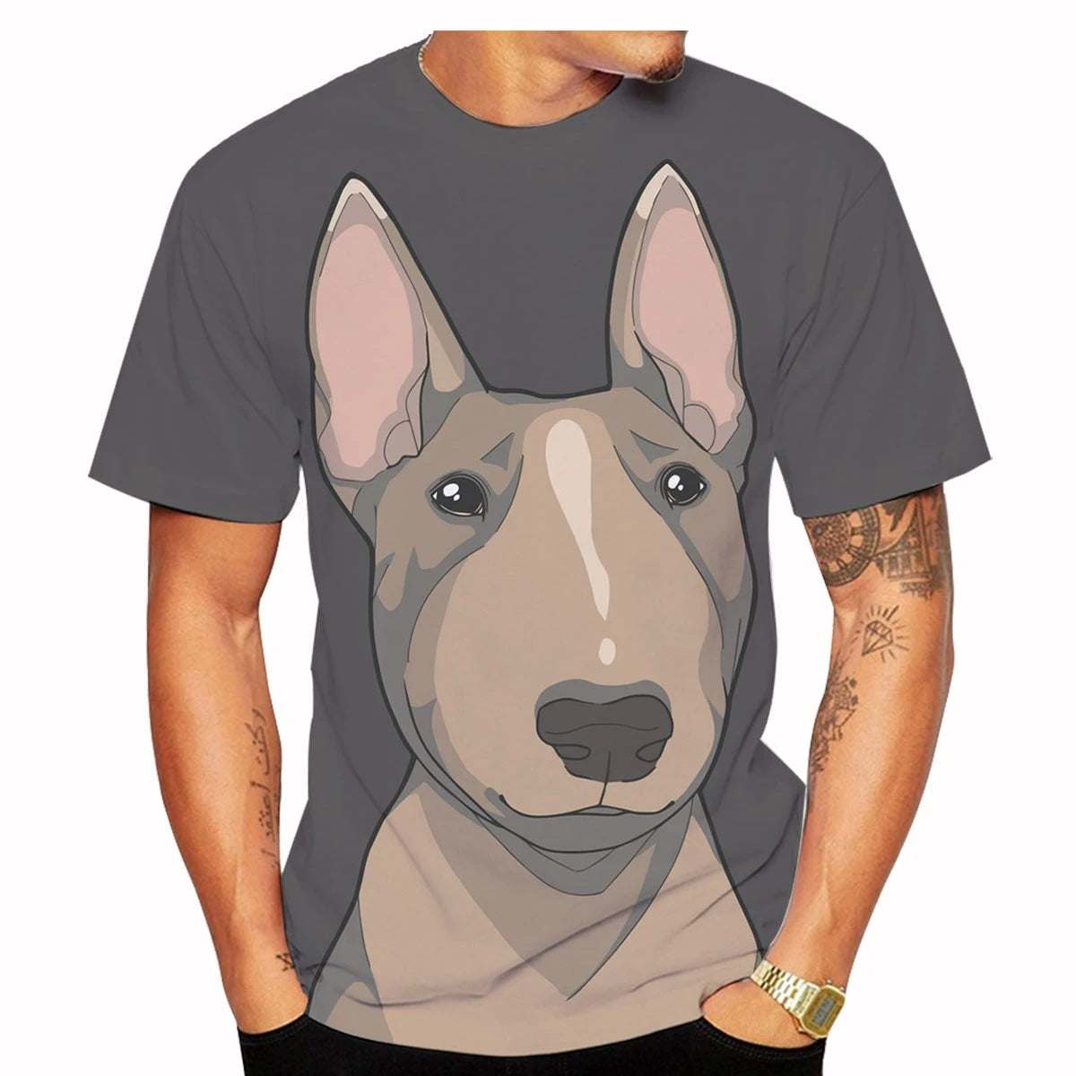 Funny Bull Terrier T-Shirts Pet Dog 3D Print Streetwear Men Women Fashion Oversized Short Sleeve T Shirt Male Tees Tops Clothing