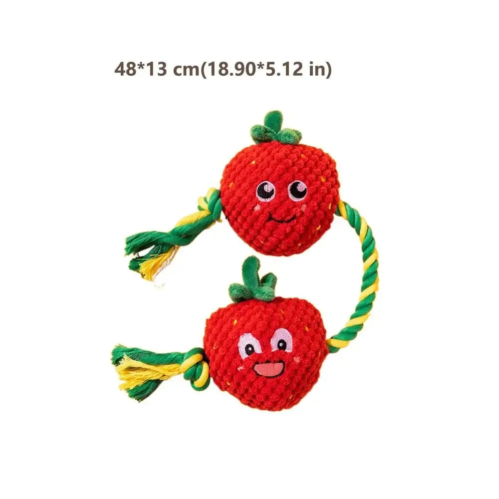 Dog Teeth Cleaning Toy Fruit Shape Bite Resistant Dog Plush Toy Built-in Sounder Can Bite Vocal Squeaky Dog Toy